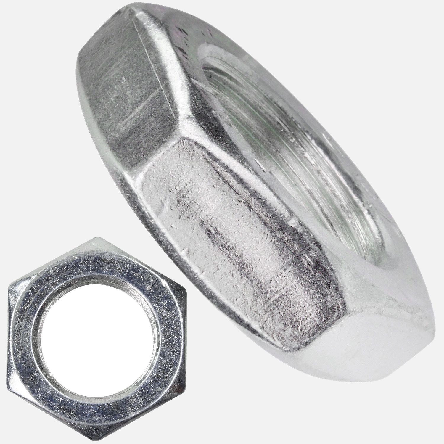 100 Sechskantmuttern niedrige Form M12 - DIN 936 - 1,5 mm Feingewinde - verzinkt