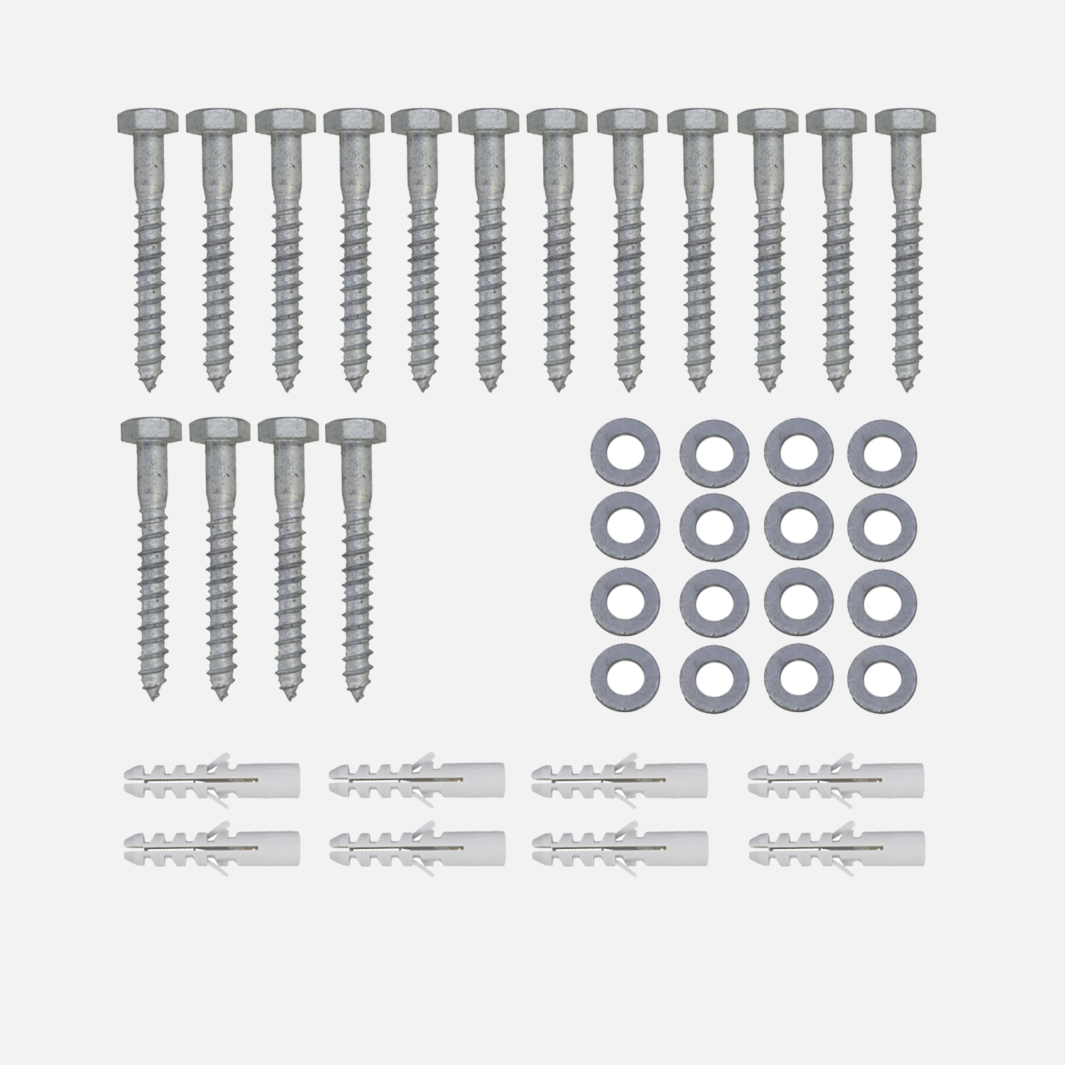 1 Befestigungsset für 2 Pfostenträger mit Grund- & Trägerplatte - 8 Bohrungen mit Querloch