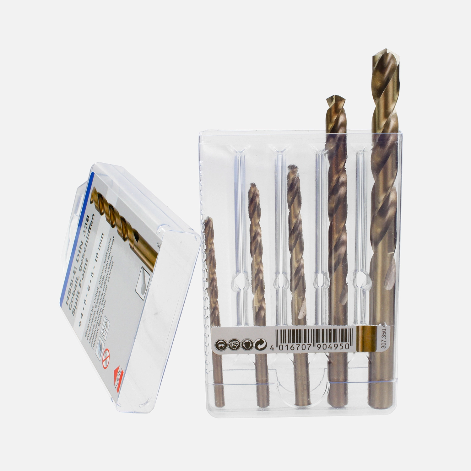 5 tlg. KEIL Edelstahlbohrer-Set DIN 338 - Ø = 4 - 5 - 6 - 8 - 10 mm