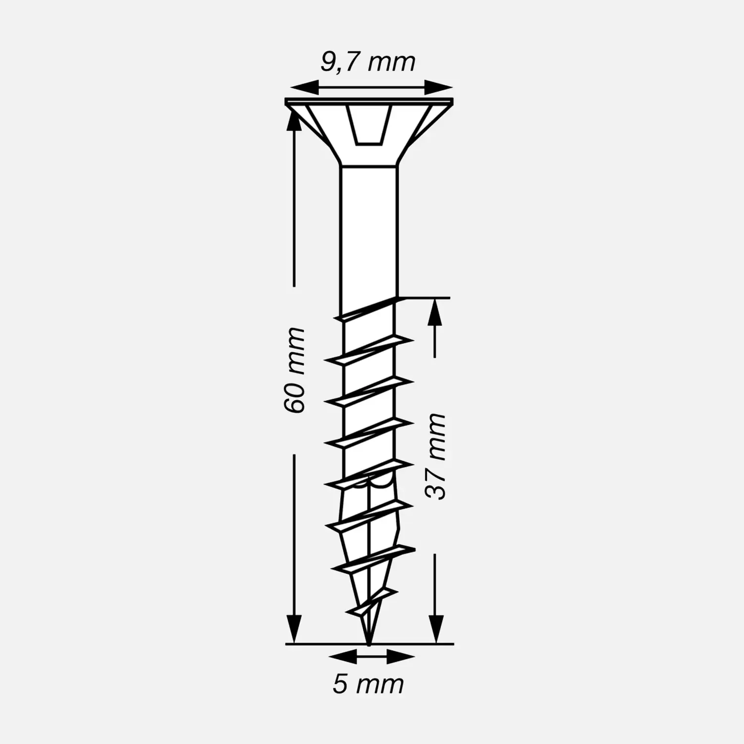 100 SPAX Universalschrauben 5x60mm, verzinkt, T-Star, Senkkopf, Teilgewinde