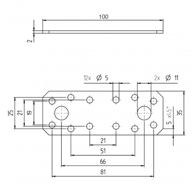 1 Alberts Flachverbinder Edelstahl 100x35x2mm