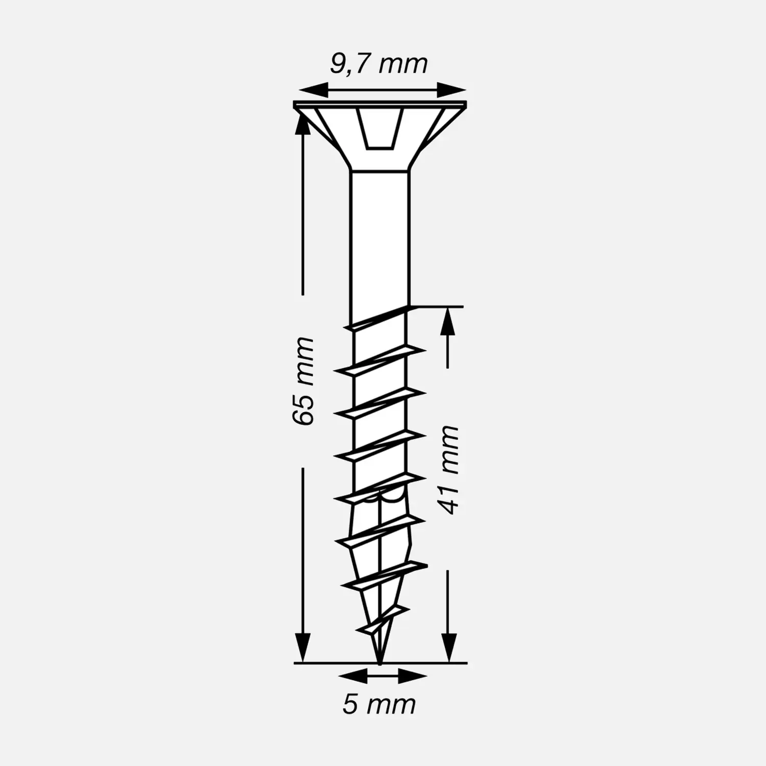 200 SPAX Universalschrauben 5x65mm, verzinkt, PZ, Senkkopf, Teilgewinde