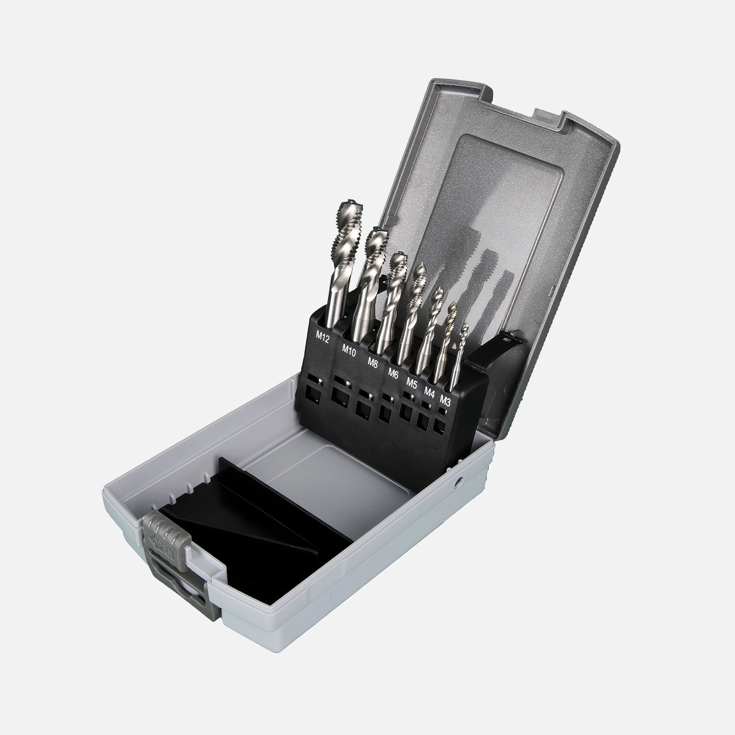 7 tlg. Satz, HSS-Maschinengewindebohrer, M3-M12, Form C/RSP 35 Grad, DIN 371/376