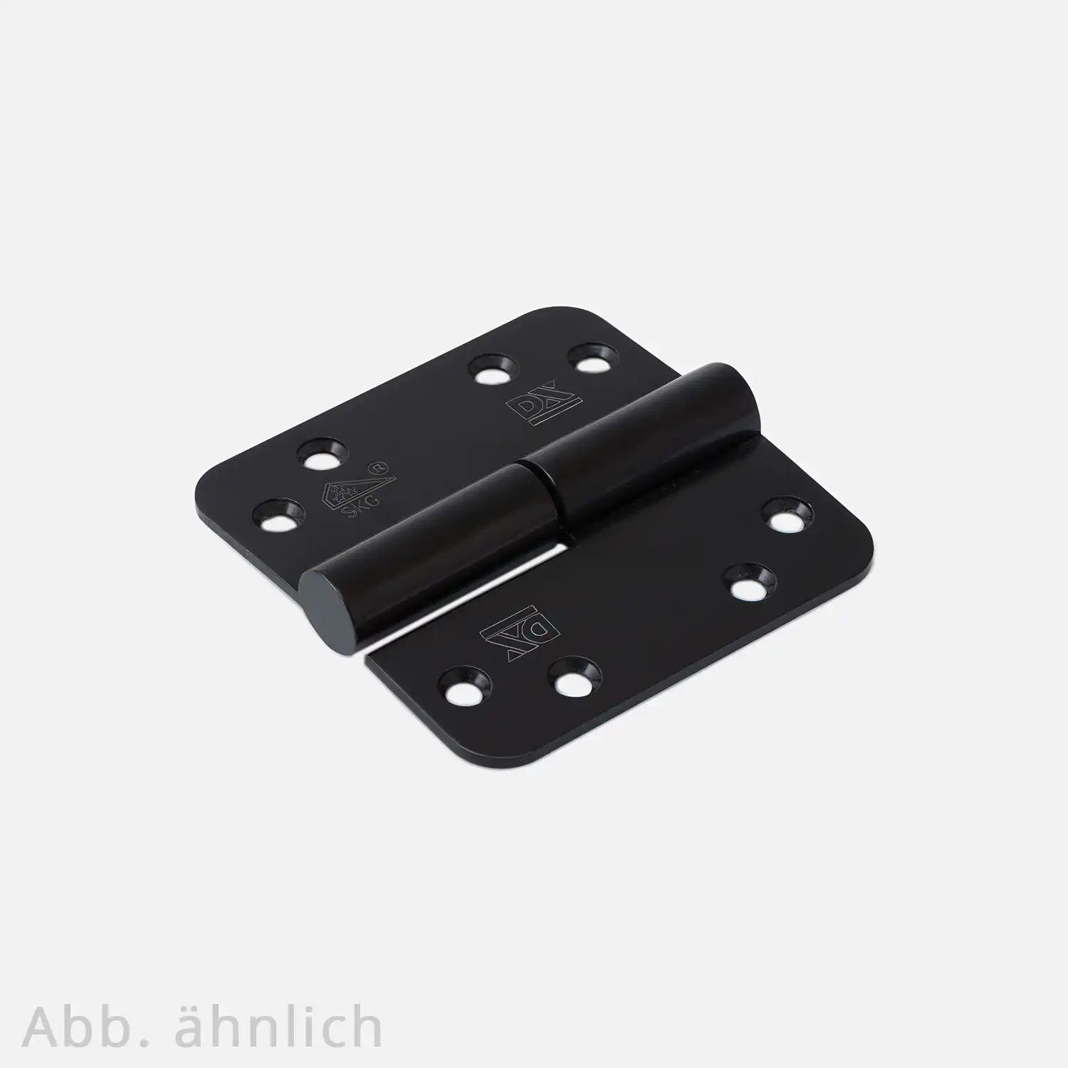 1 Kugelscharnier 89x89mm schwarz mit abgerundeten Ecken, rechte Ausführung