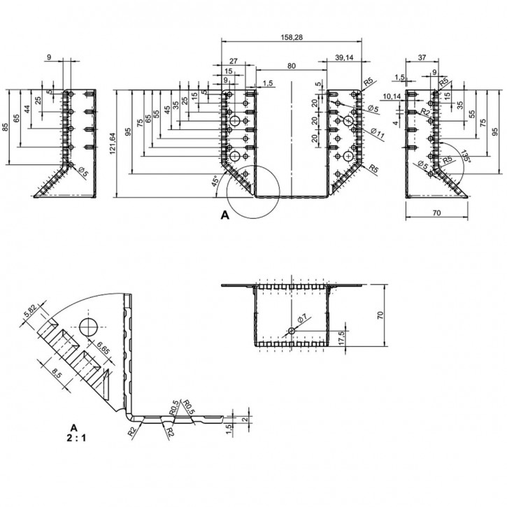 40 Balkenschuhe 80x120x1,5 mm - feuerverzinkt, Typ A, Laschen außen, zugelassen