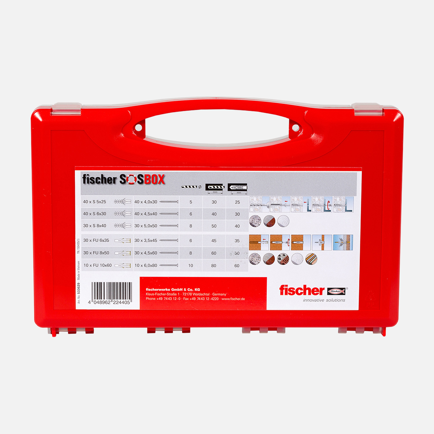 360 tlg. FISCHER Sortimentsbox mit S Spreizdübel und FU Universaldübel 5 - 10mm, inkl. Schrauben