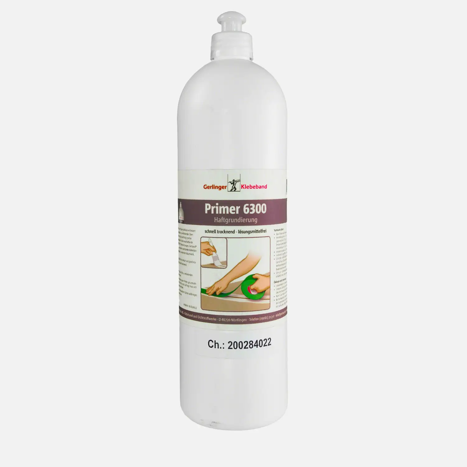 1 Flasche Gerband 6300 Primer für Klebebänder, lösemittelfrei, PE-Flasche 1 kg