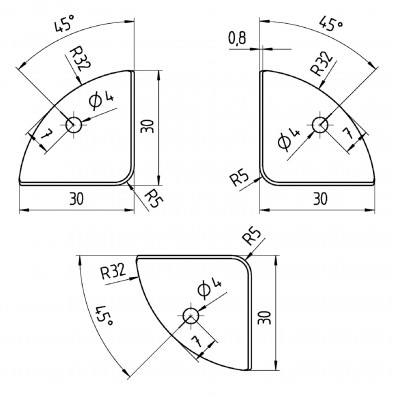1 Alberts Kistenecke 30 mm - gelb verzinkt
