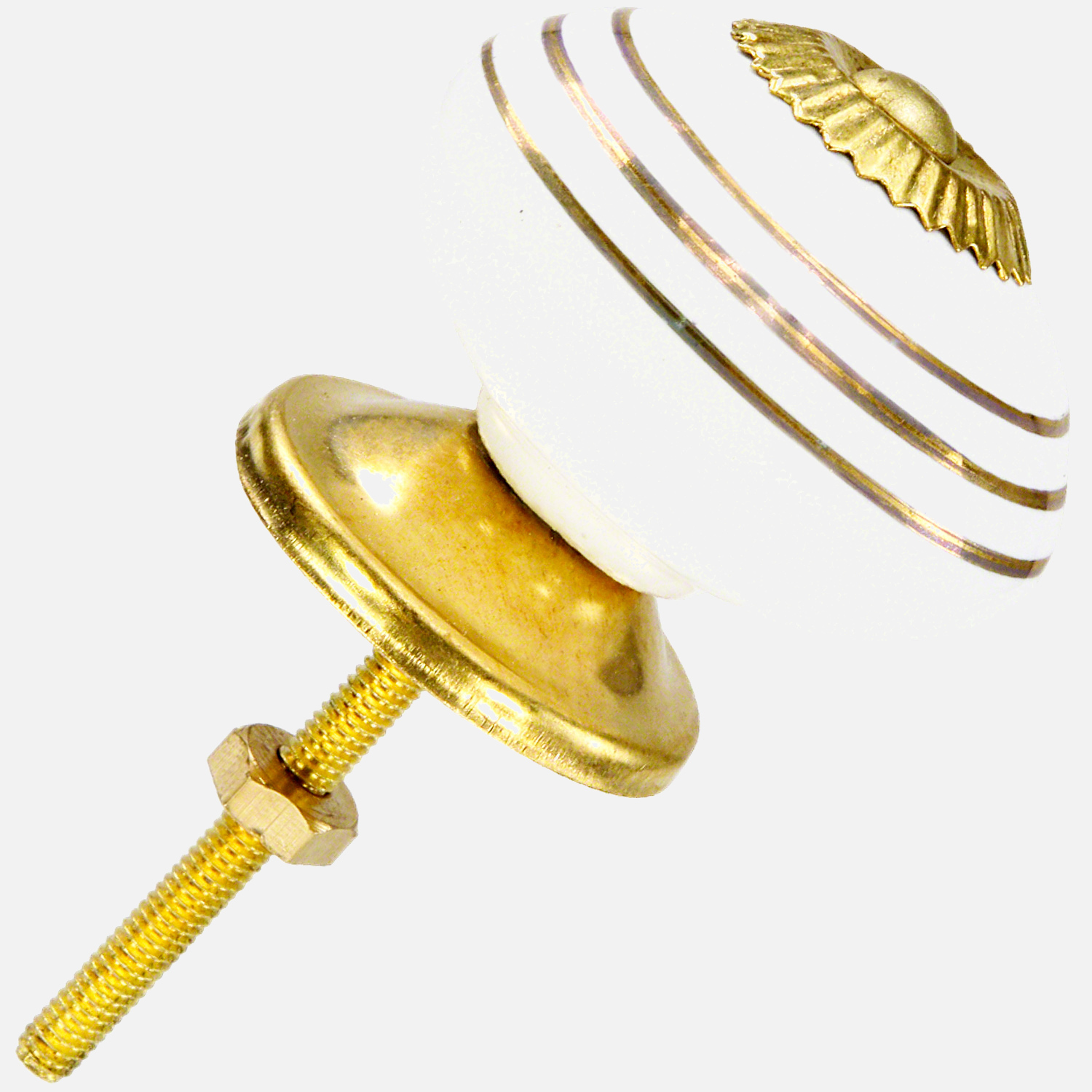 1 HSI Möbelknopf - Kugel Hypnose gold Keramik weiß/gold 40mm