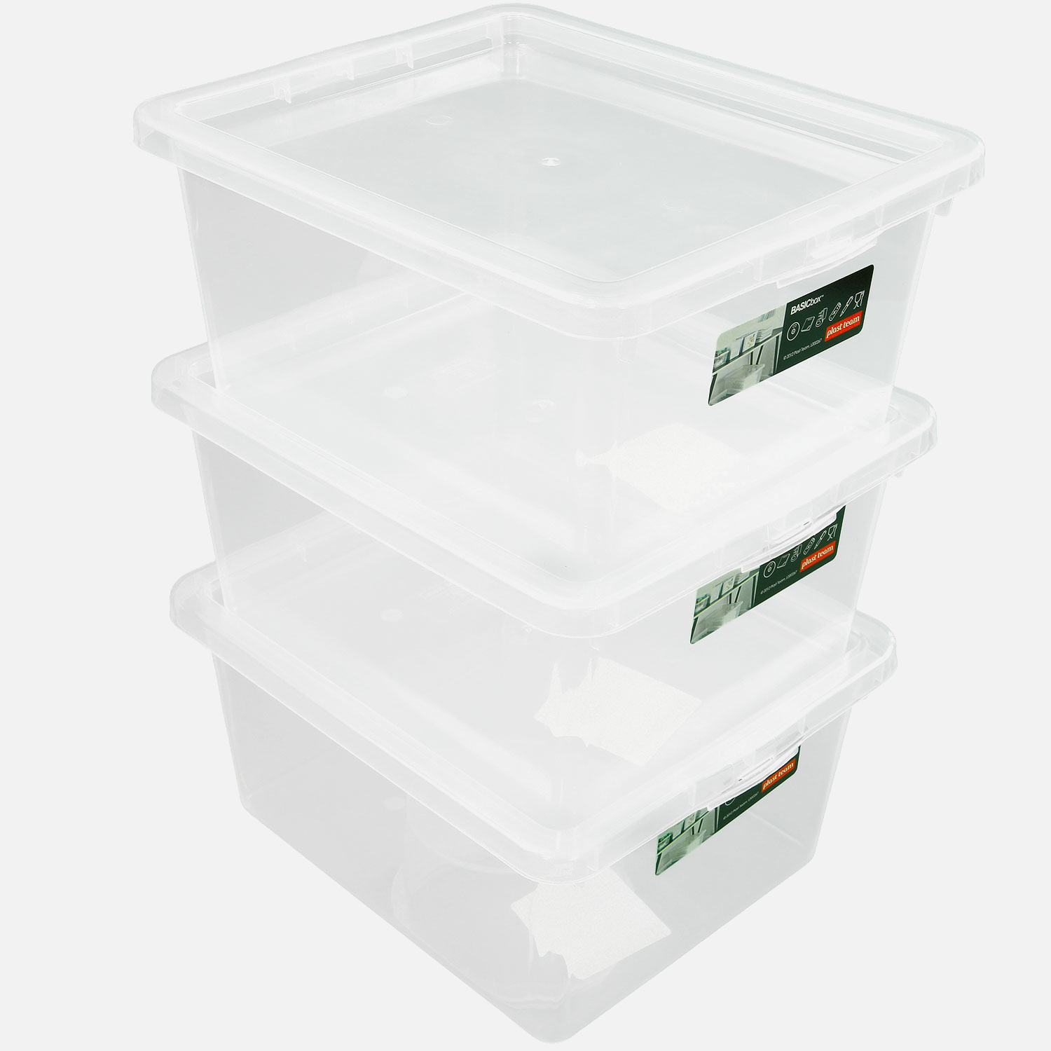 5 Kunststoffboxen 2,3 Liter mit Deckel, Polypropylen, 205x170x100 mm