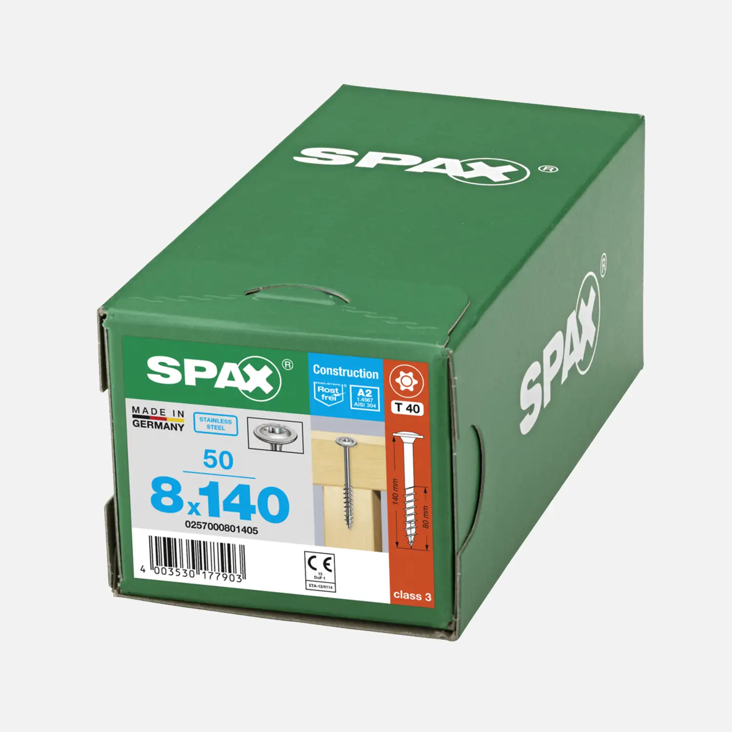 50 SPAX Solarbauschrauben A2 8x140 Tellerkopf T-Star