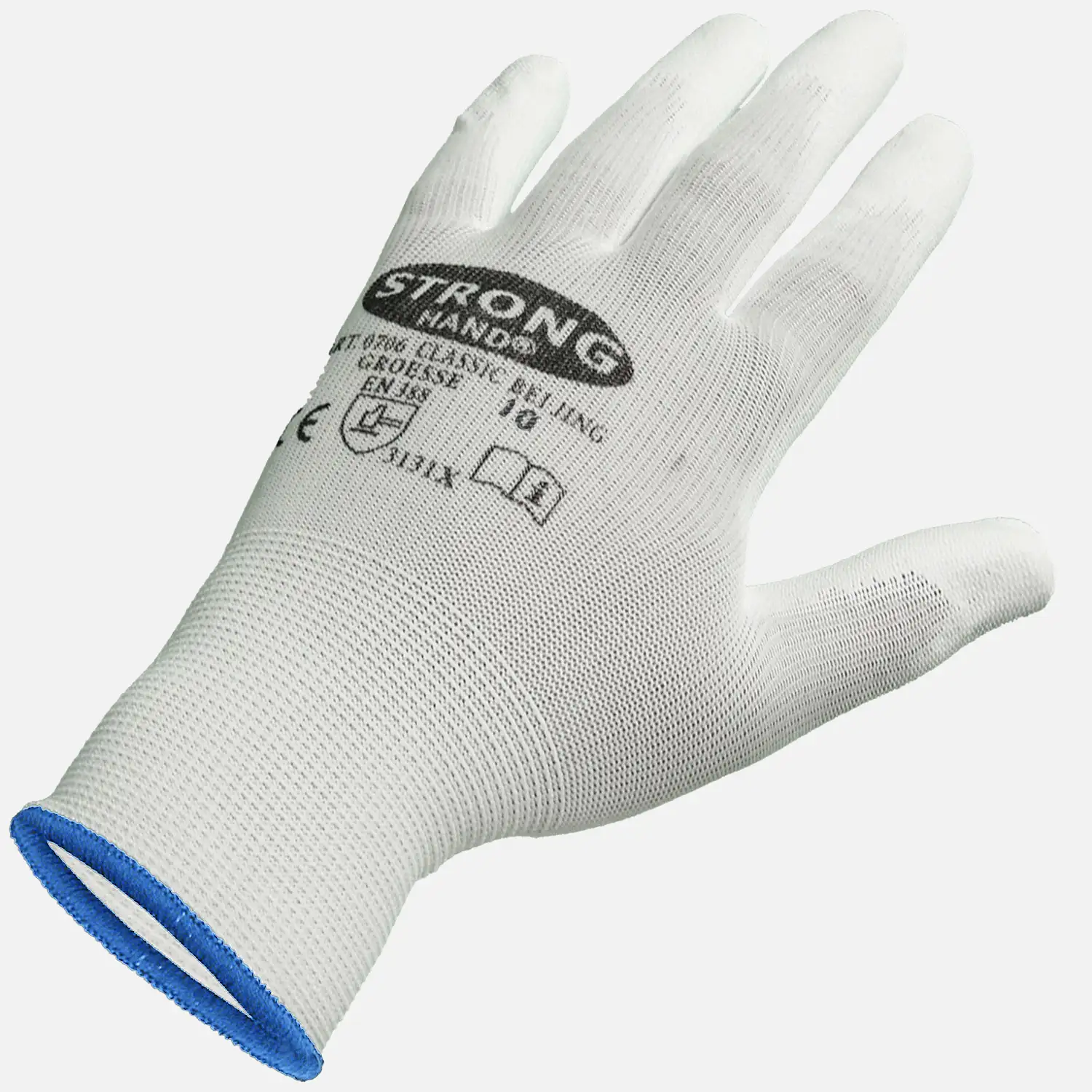 1 Paar Feinstrick - Schutzhandschuhe, teilbeschichtet, weiß, Gr. 10
