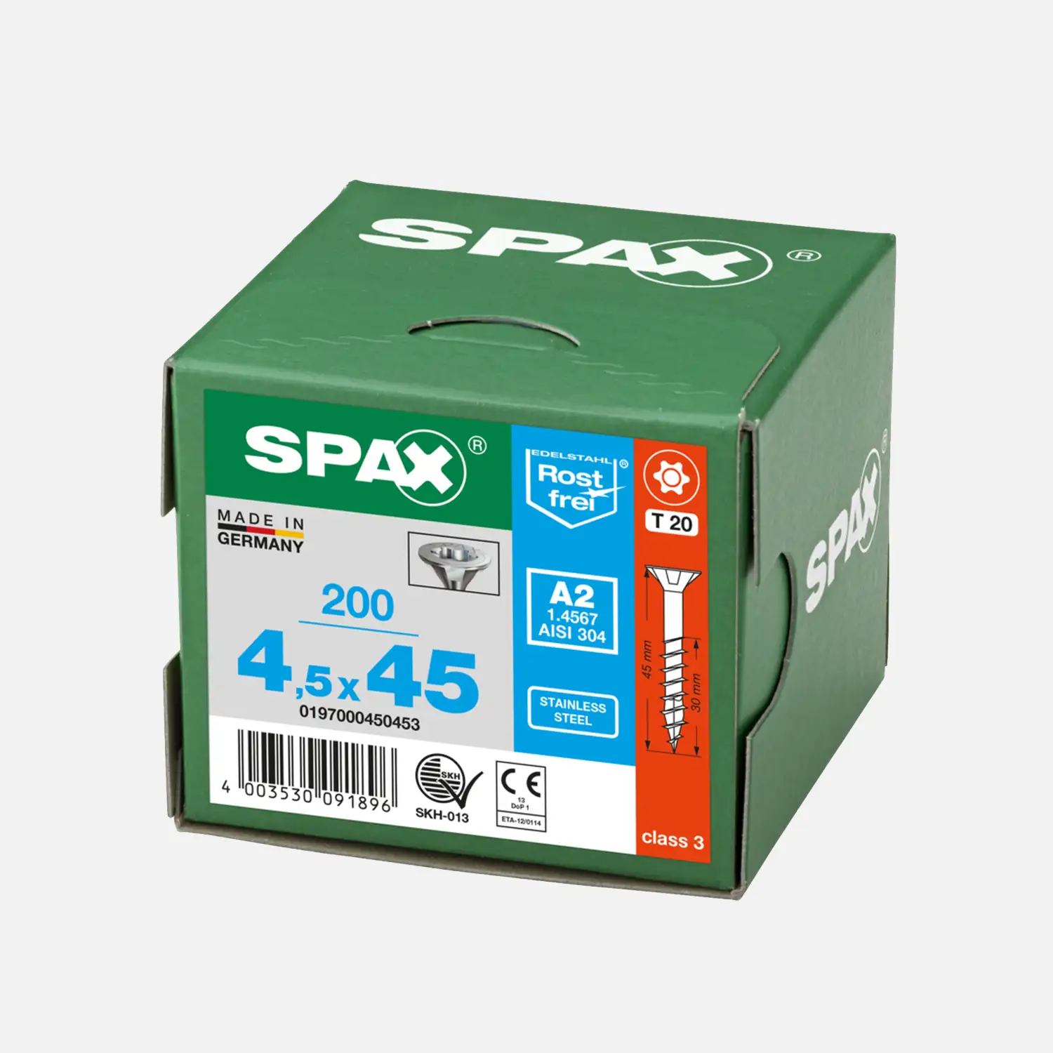 200 SPAX Universalschrauben A2 Senkkopf Torx 4,5x45