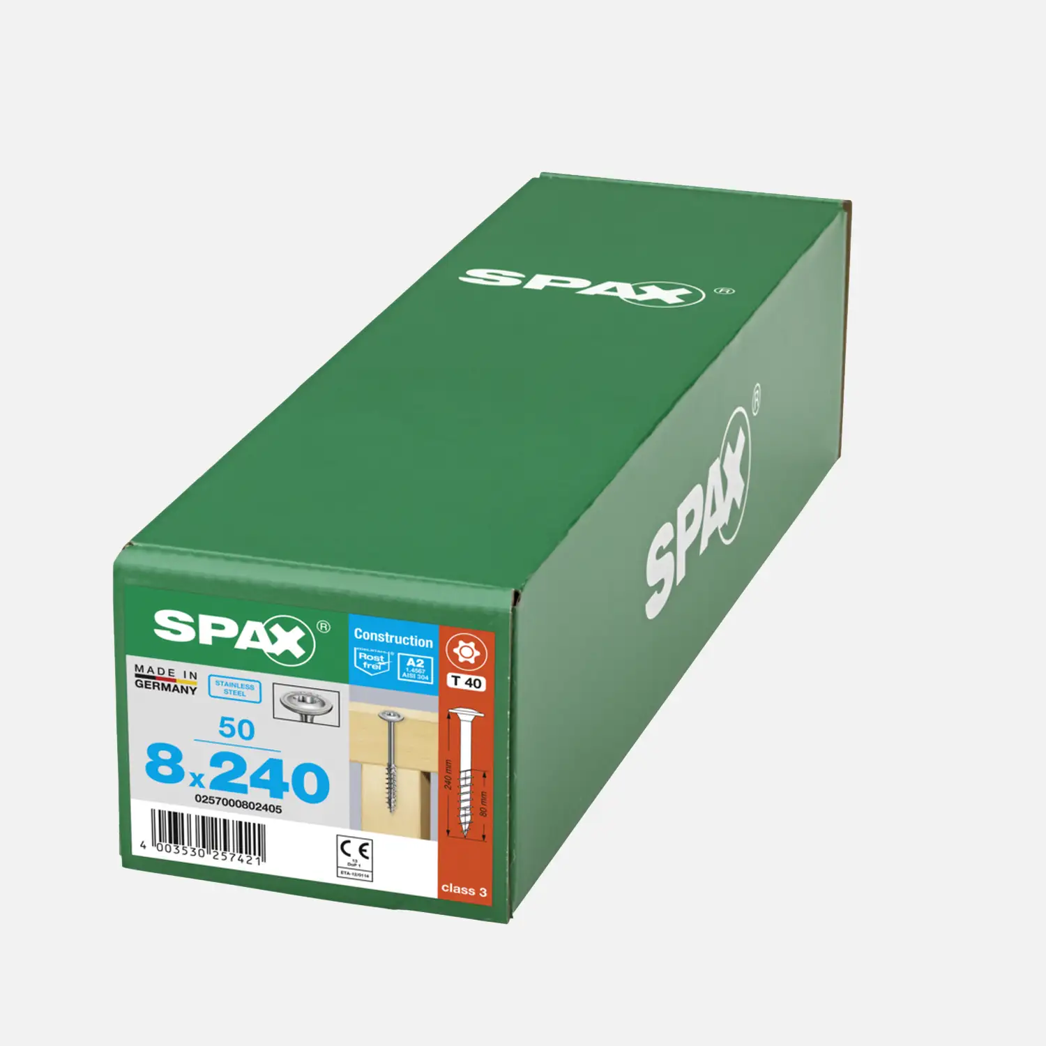 50 SPAX Solarbauschrauben A2 8x240 Tellerkopf T-Star