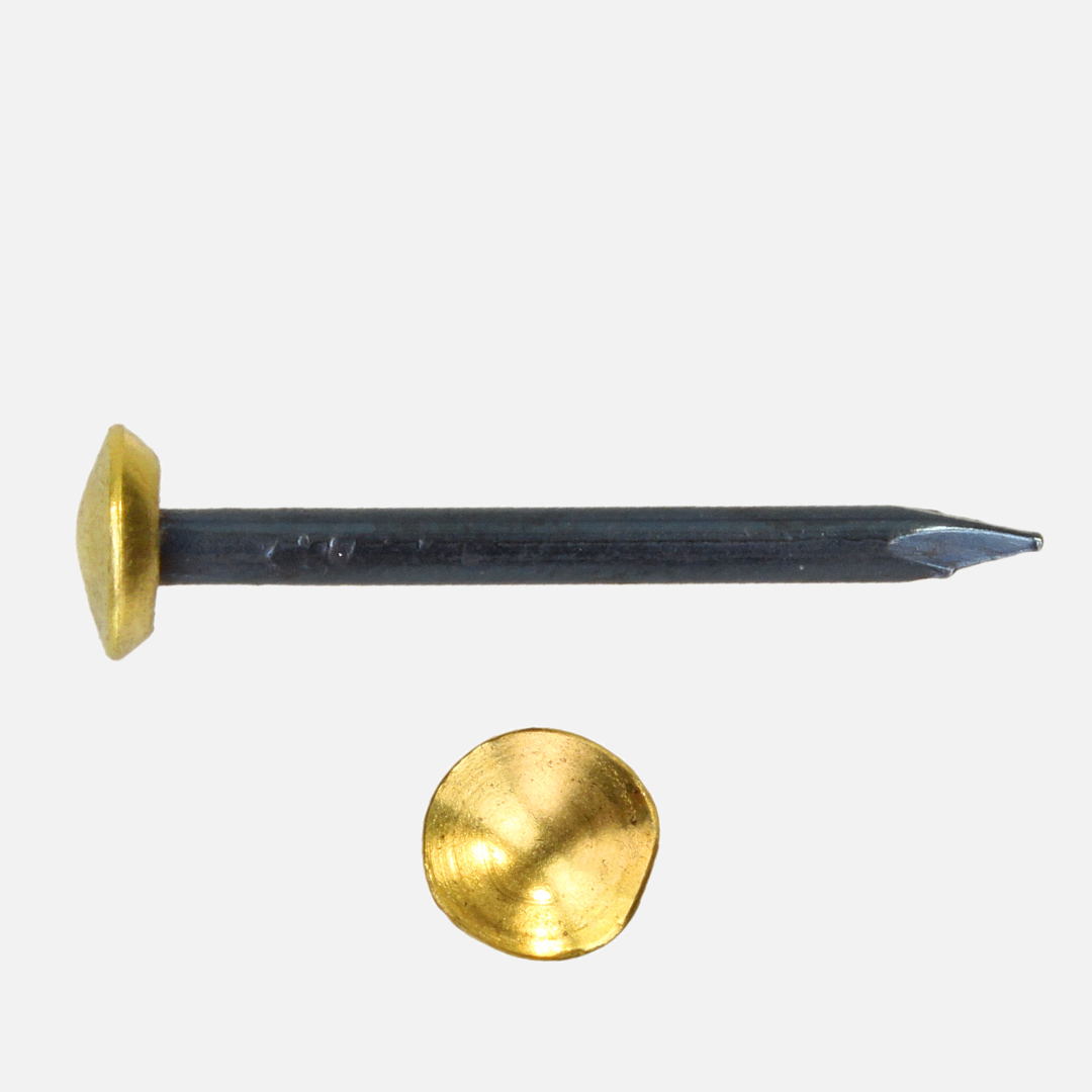 100 BÄR Stahl Bildernägel 2x25 mm, abgerundete Spitze, Messingkopf, Schaft blank