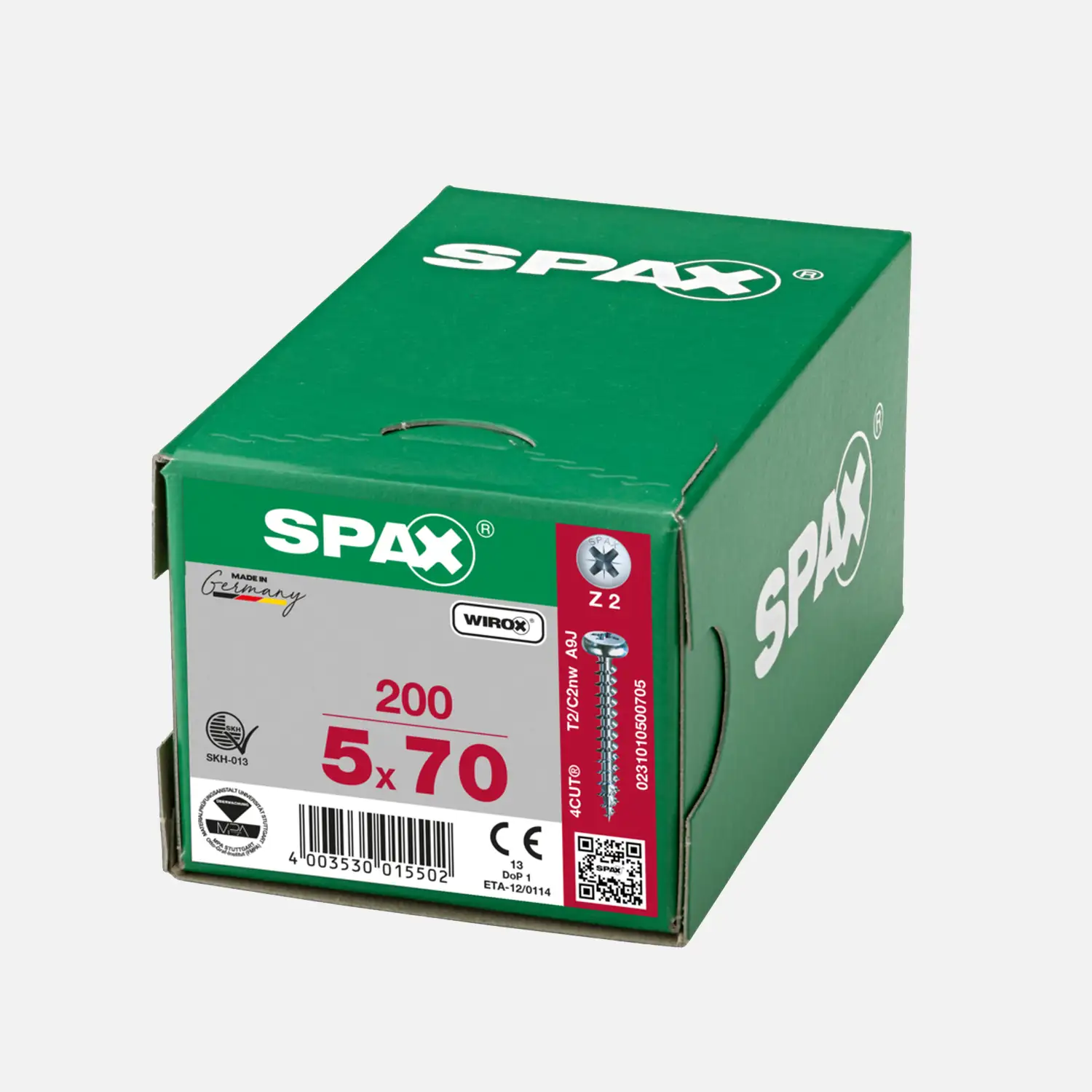 200 SPAX Universalschrauben 5x70 mm - verzinkt - PZ - Halbrundkopf