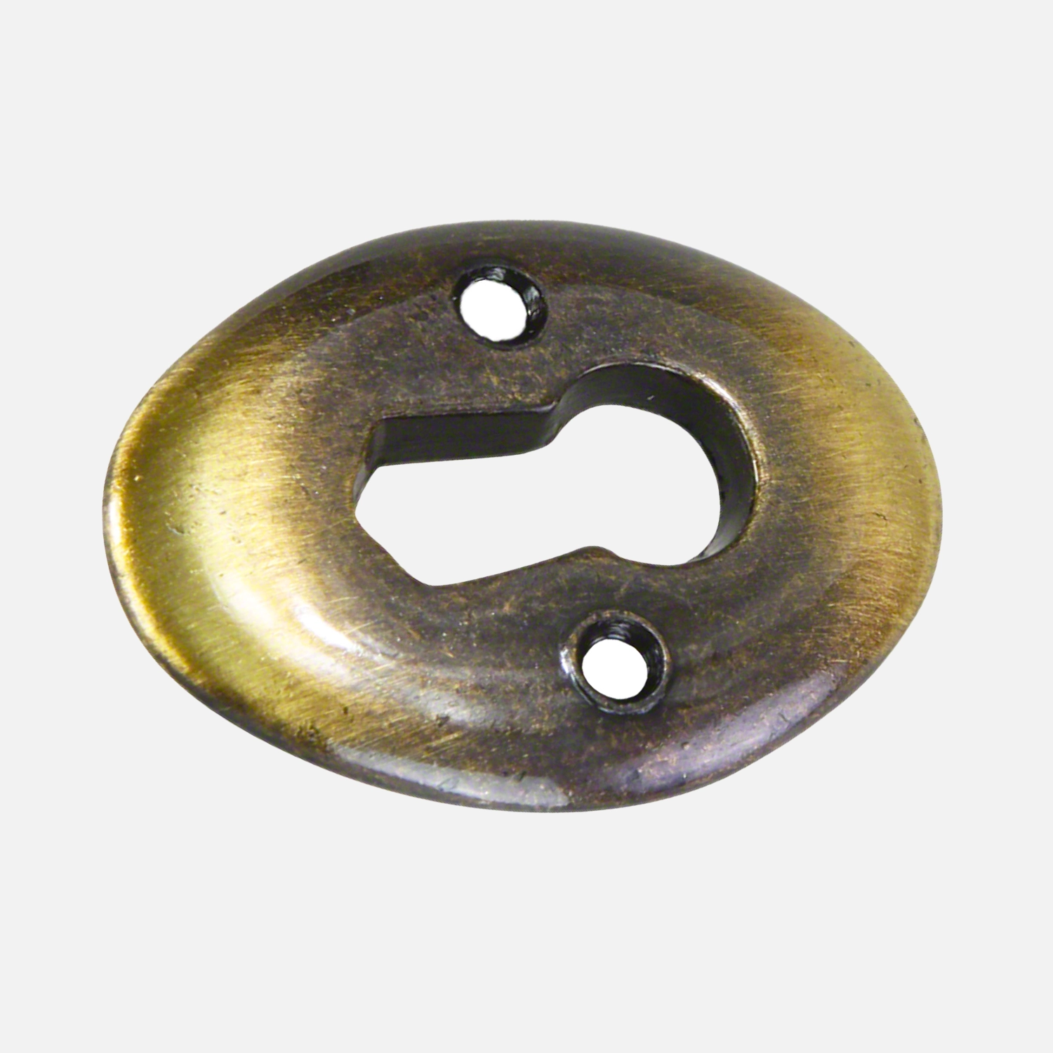 1 HSI Schlüsselschilder - rund Zamak altmessing 25x35mm