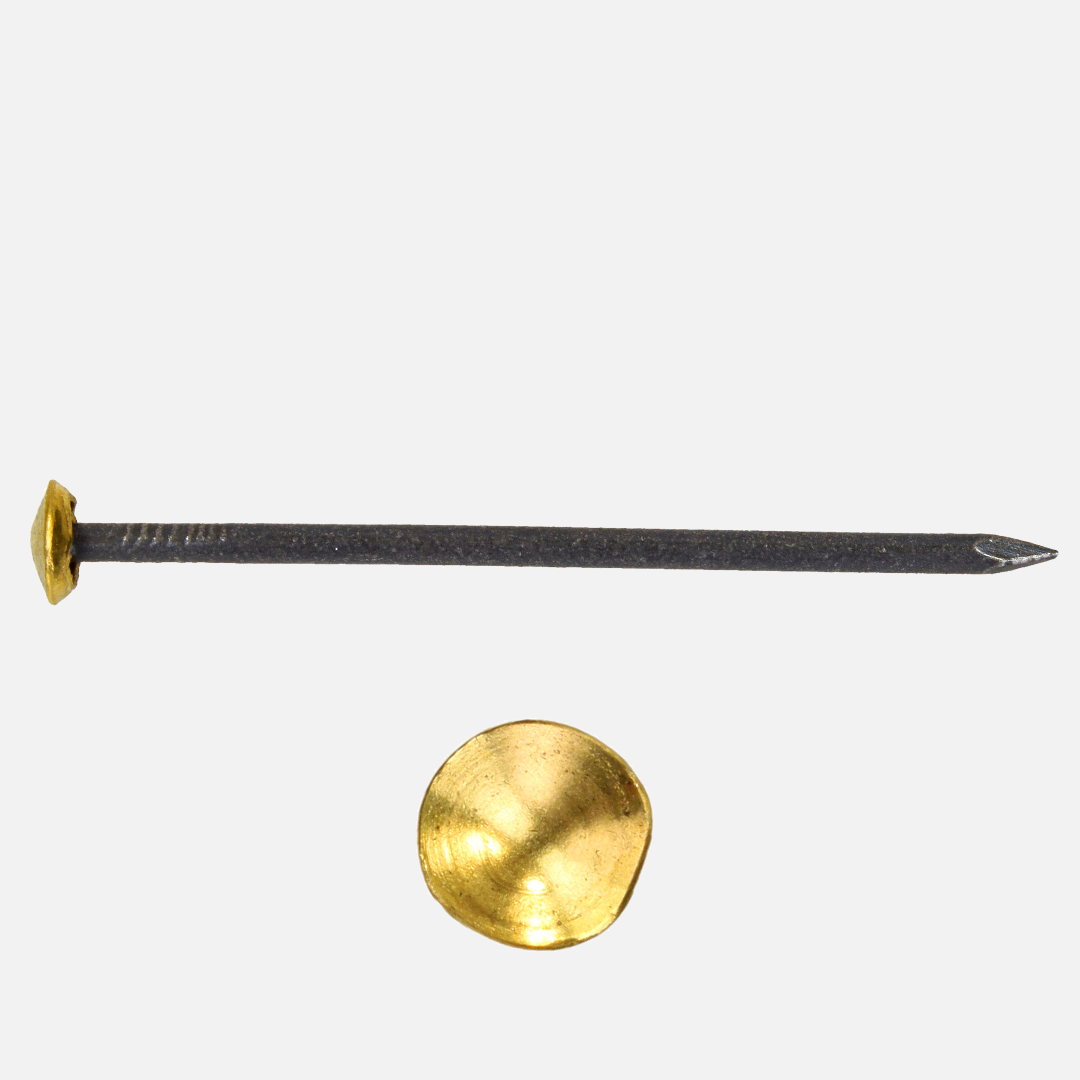 100 BÄR Stahl Bildernägel 2x50 mm, abgerundete Spitze, Messingkopf, Schaft blank