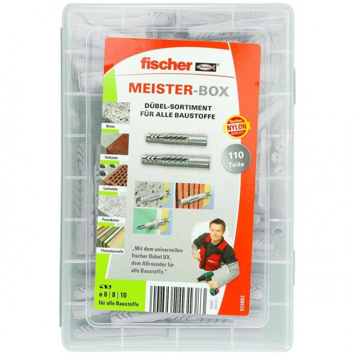 110 tlg. FISCHER Meister-Box UX / UX R Universaldübel mit und ohne Rand 6/8/10mm