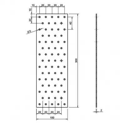 5 Standard Lochbleche feuerverzinkt 100x300x2 mm