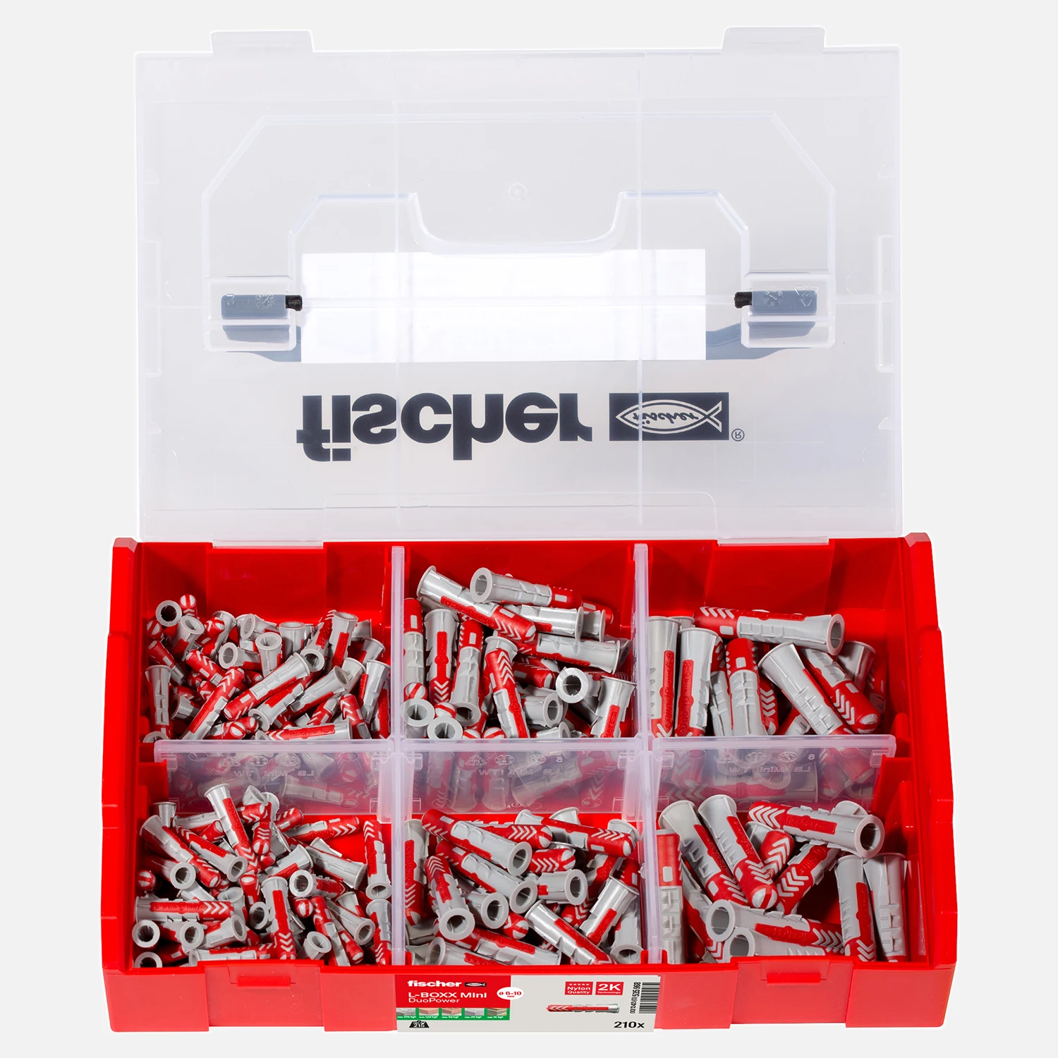 210 tlg. FISCHER L-BOXX mini - DuoPower - Nylon-Dübel-Sortiment 6 / 8 / 10 mm