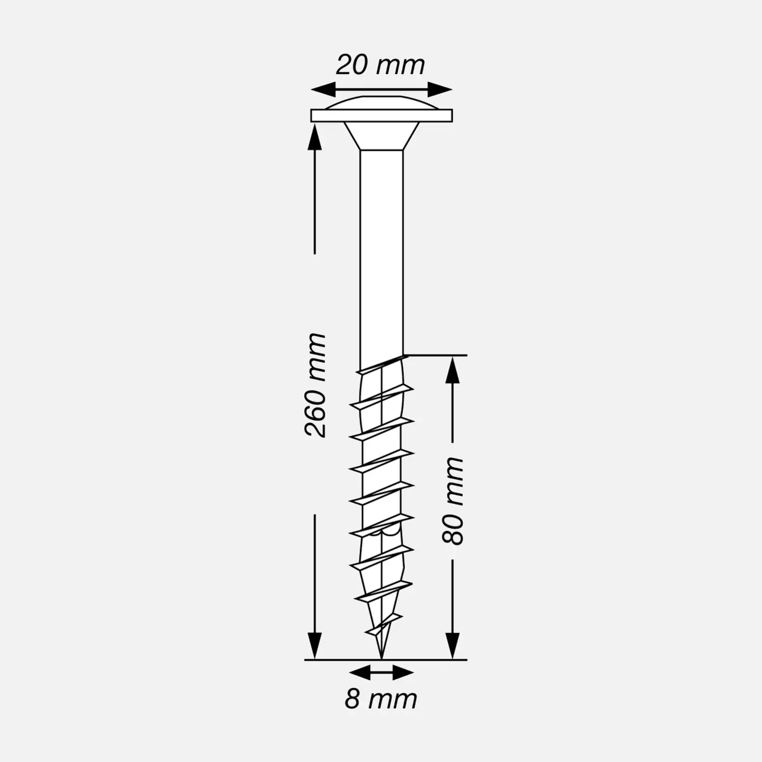 50 SPAX Holzbauschrauben 8x260mm - Tellerkopf - TX40 - WIROX