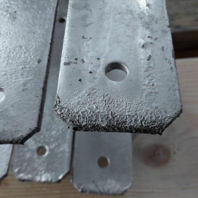 1 H-Pfostenträger feuerverzinkt verstärkt 5,5/600 mm für 100 mm - B-Ware