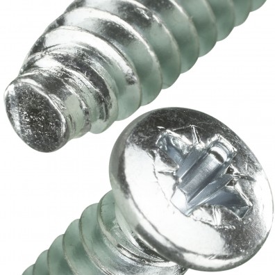 100 Euroschrauben 6,3x13, Pan Head.PZ, Doppelganggewinde galv. Blau verzinkt 