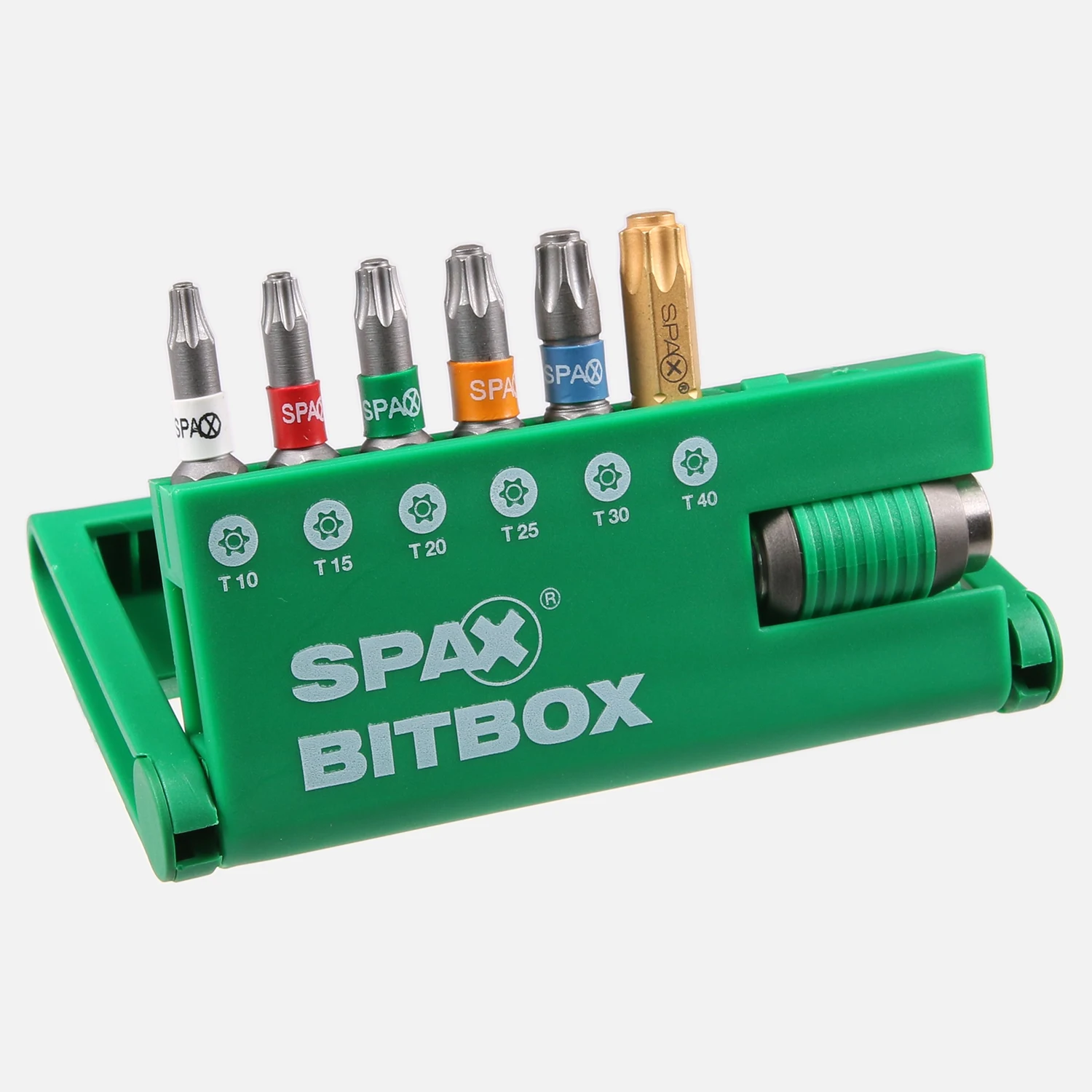 7 tlg. SPAX BITbox T-STAR PLUS – 6 TX® Bits T10–T40 25 mm + 1 Bit-Halter