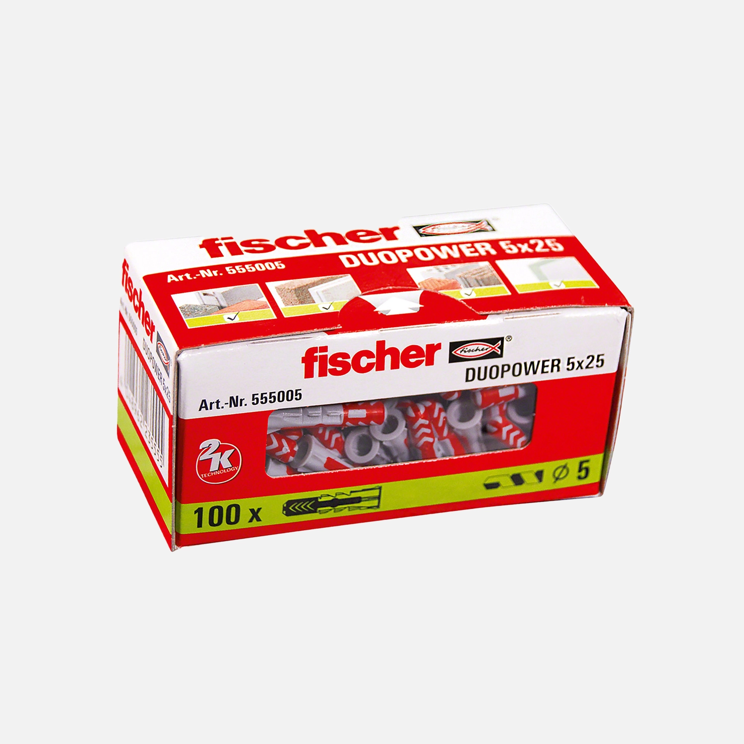 100 FISCHER DUOPOWER Nylon-Dübel - 5x25 mm