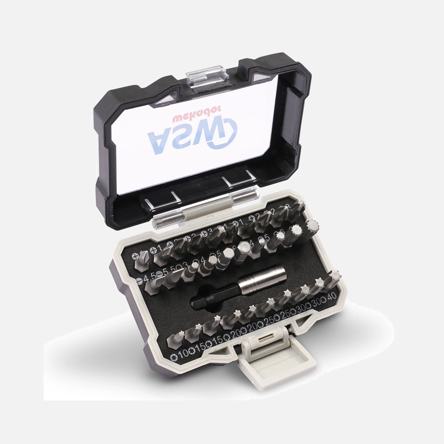 31-tlg. Waterproof Bit Sortiment, mit Bithalter, PH-,PZ-,TX-,SI-,HEX - Bits