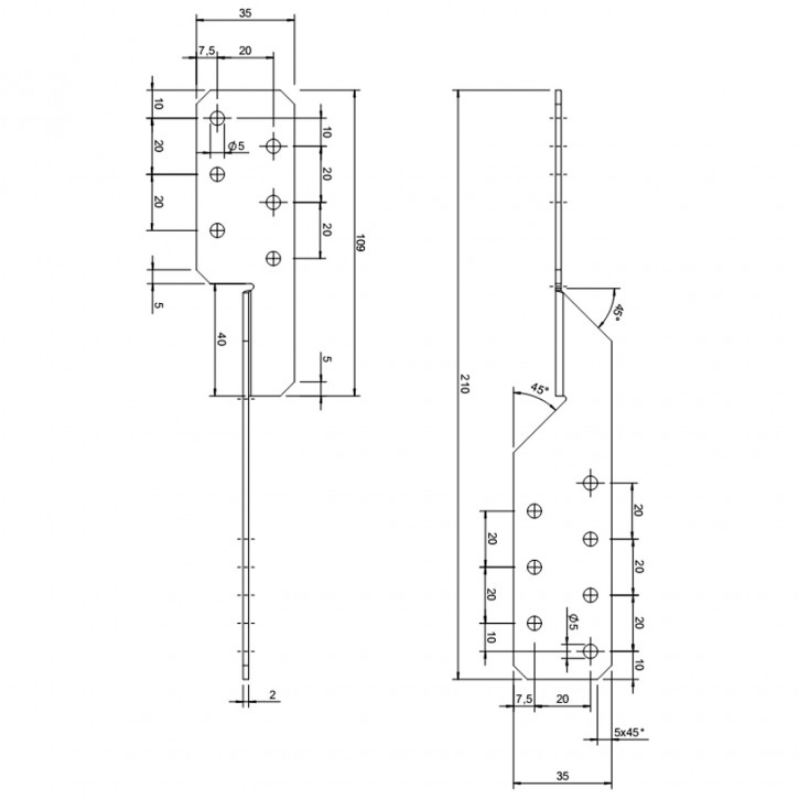 10 Sparrenpfettenanker zugelassen ETA-14/0105 Typ Universal 210 - Standard
