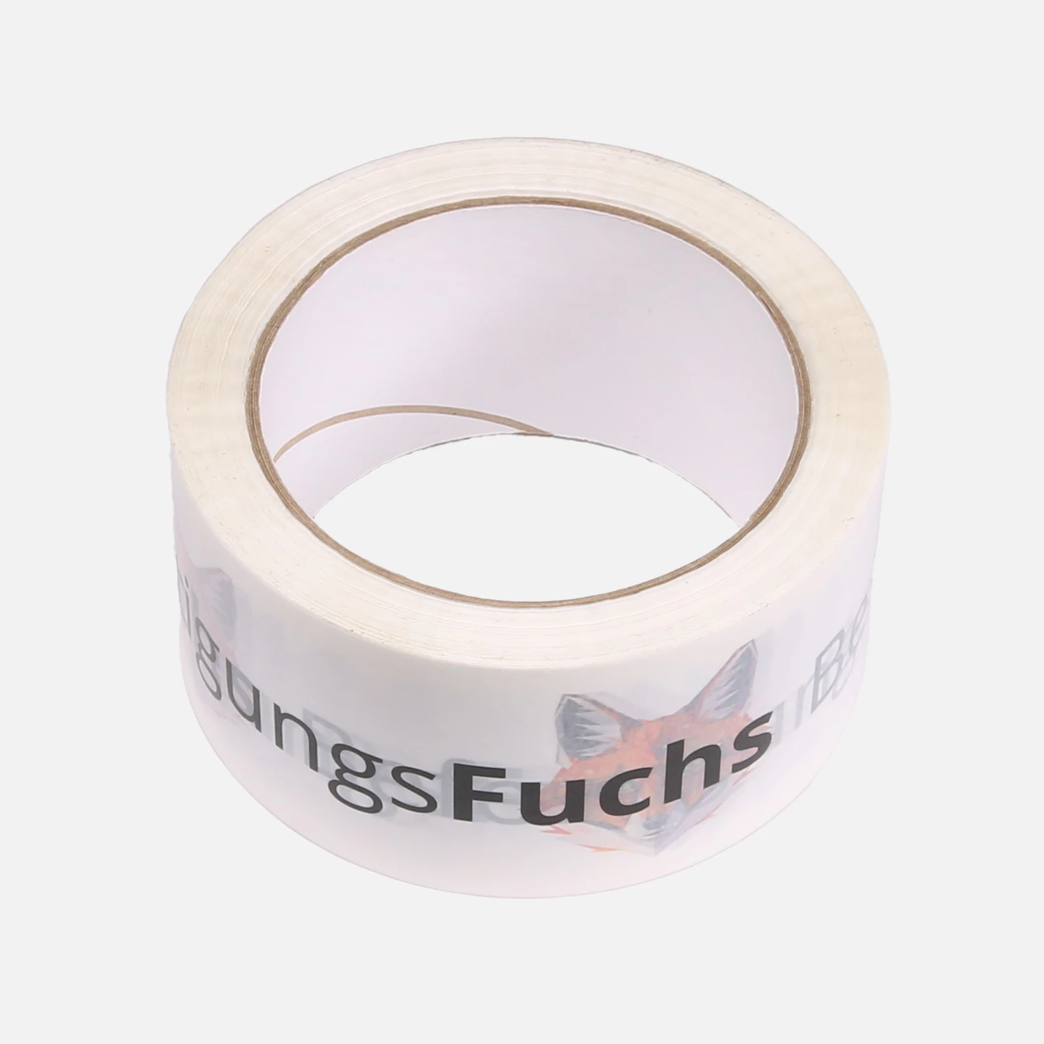 1 Rolle Packband, Bedrucktes Klebeband (PP) – CMYK Druck, leise abrollend, 50mm × 66m mit BefestigungsFuchs Logo