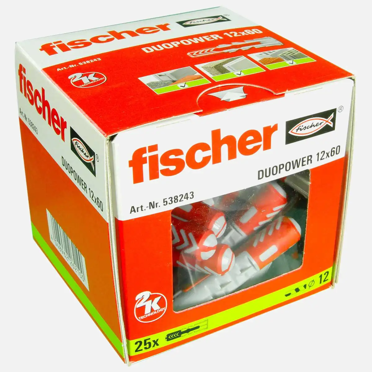 25 FISCHER DUOPOWER Nylon-Dübel - 12x60 mm