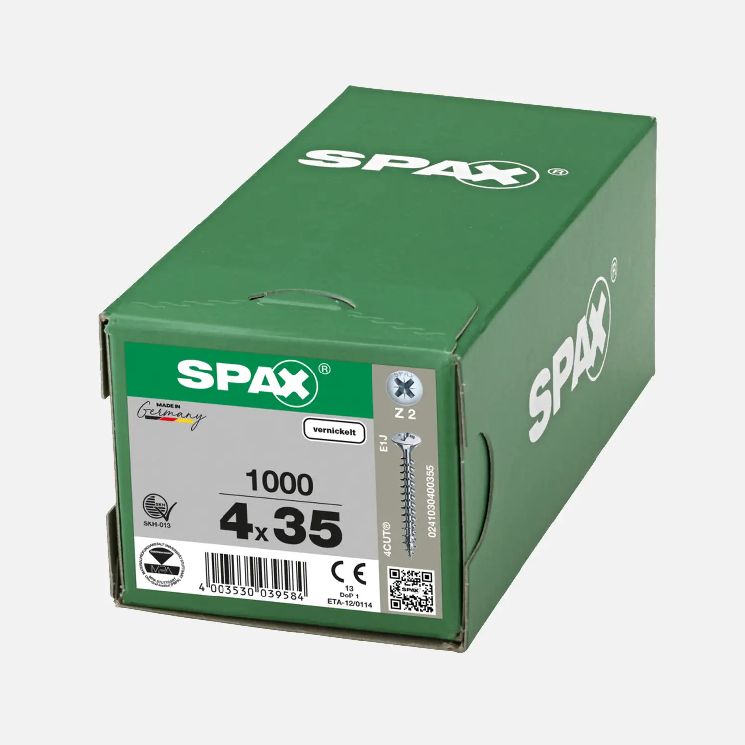 1000 SPAX Universalschrauben Linsensenkopf PZ vernickelt 4x35