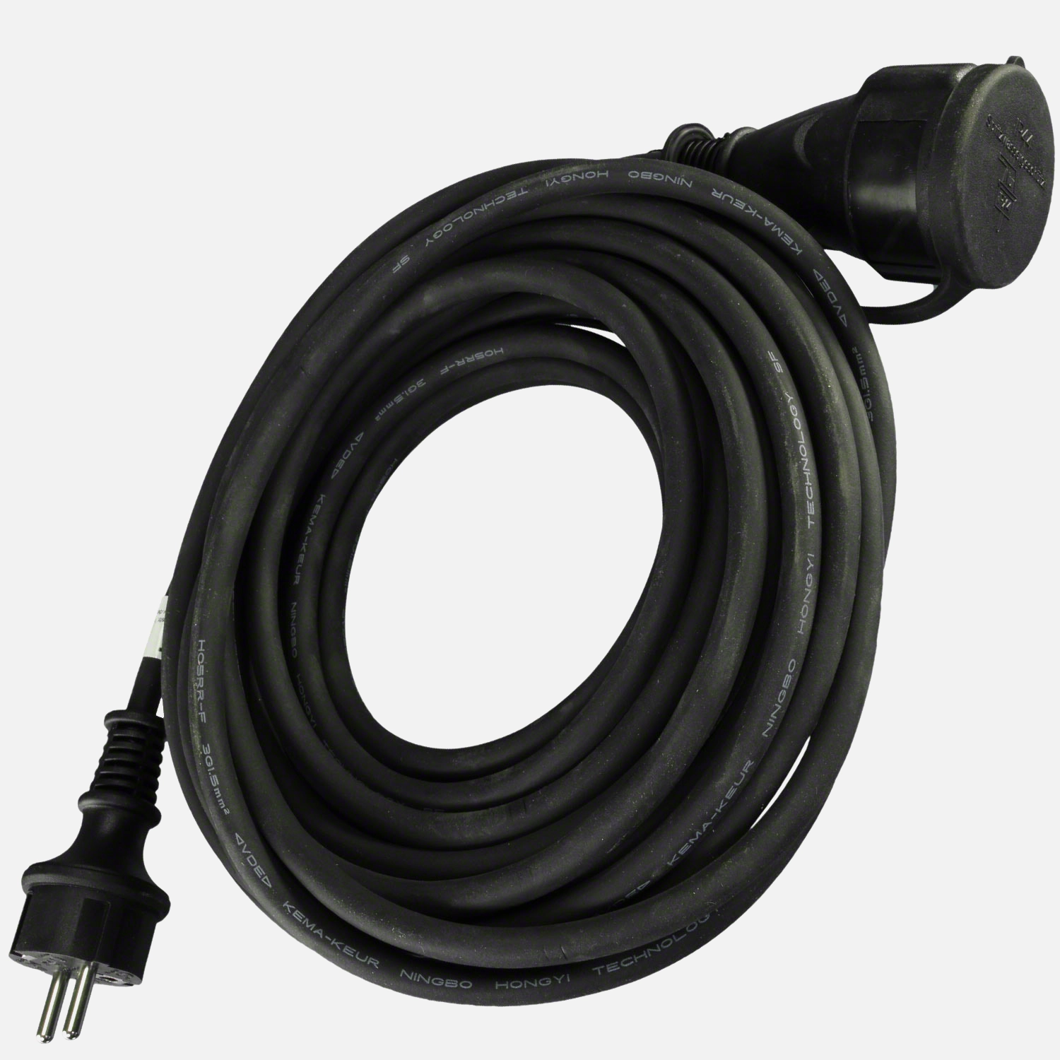 1 Verlängerungskabel, Gummikabel Schuko, IP44, 10 m, schwarz,H05RR-F 3G1,5 