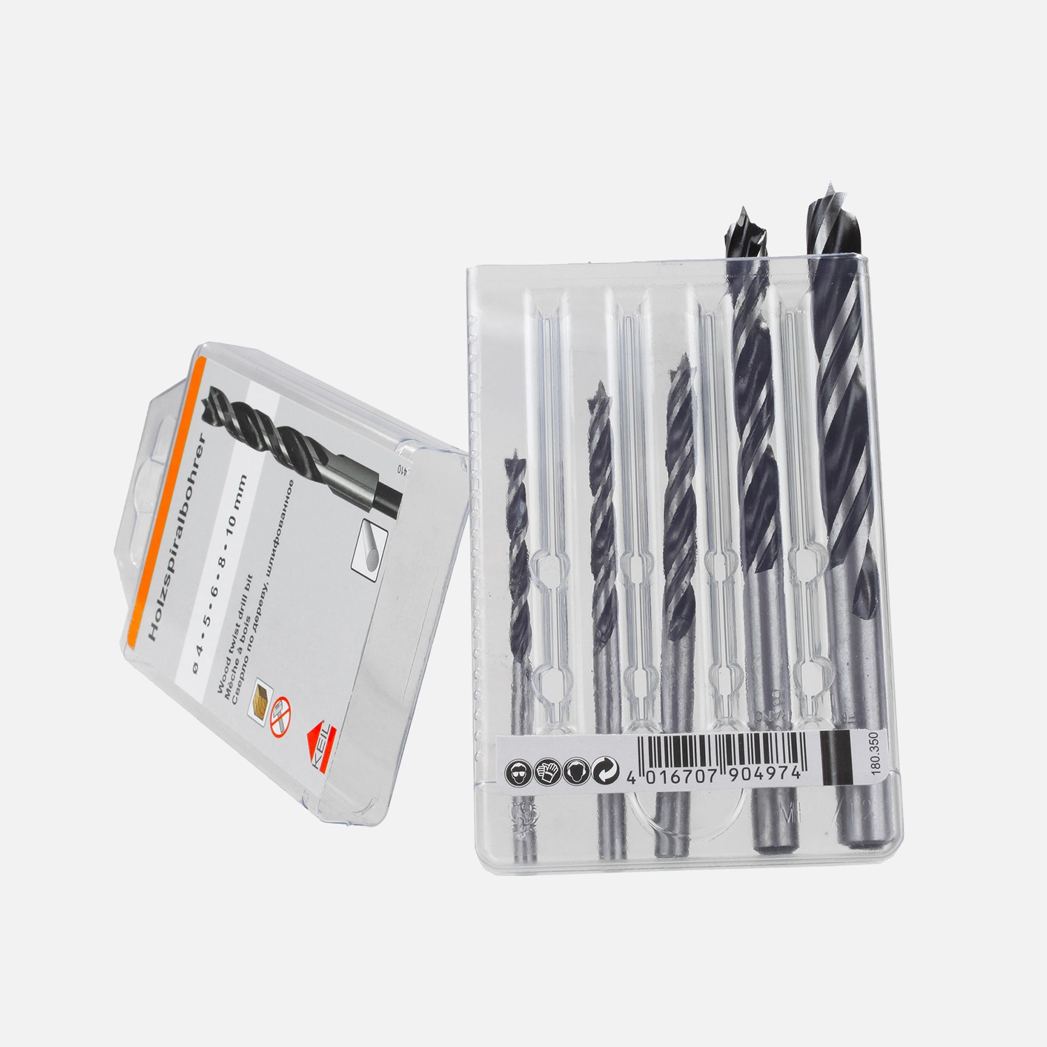 1 KEIL Holzspiralbohrer-Set - 5tlg. - Ø = 4 - 5 - 6 - 8 - 10 mm