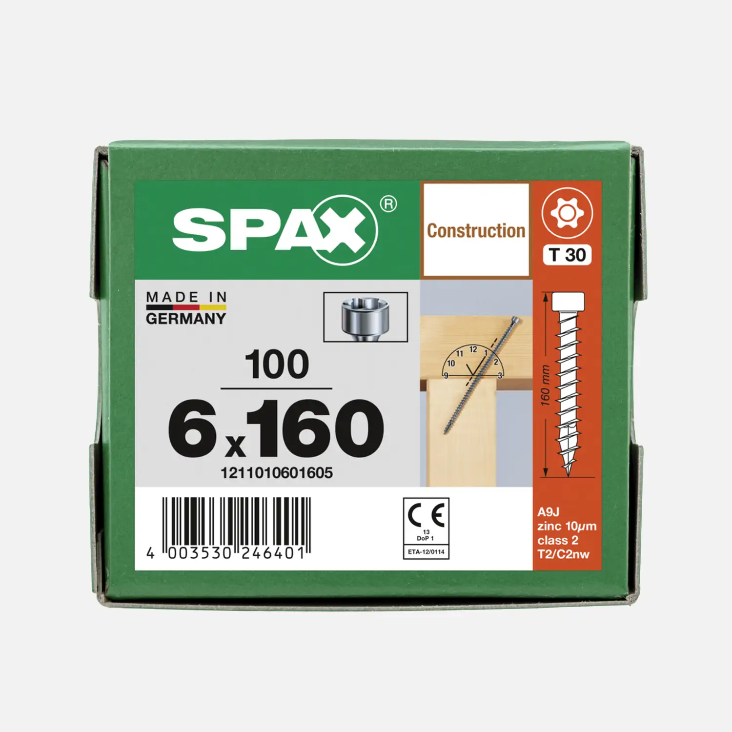 100 SPAX Holzbauschrauben Zylinderkopf Torx Wirox 6x160