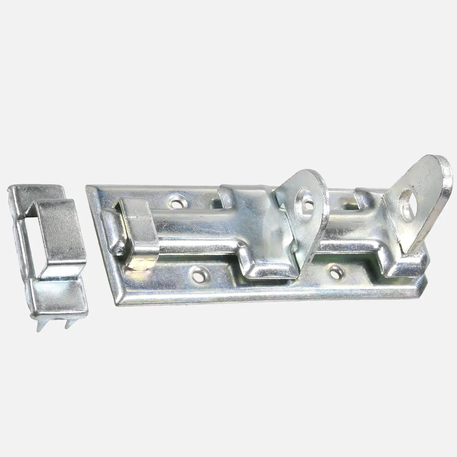 1 Sicherheits - Schlossriegel, dickschichtpassiviert, mit flachem Griff - 140x55x20 mm