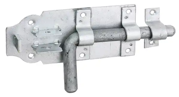 1 Bolzenriegel mit rundem Griff, 70x160 mm, Ausschub 49 mm, seitliche Anordnung, Schlaufenführung, Feuerverzinkt, mit Schlaufe