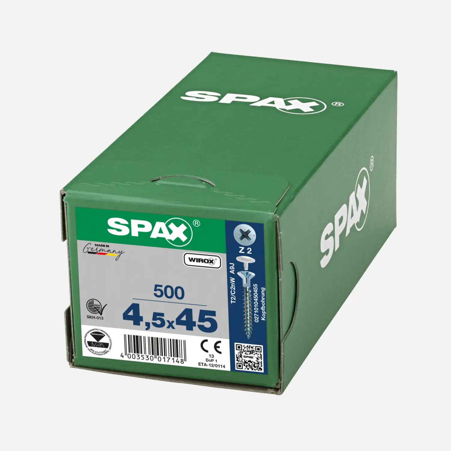 500 SPAX Spanplattenschrauben Senkkopf PZ galvanisch verzinkt 4,5x45