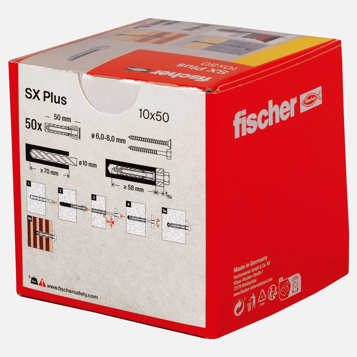 50 FISCHER Spreizdübel SX Plus - 10x50 mm - Nylon