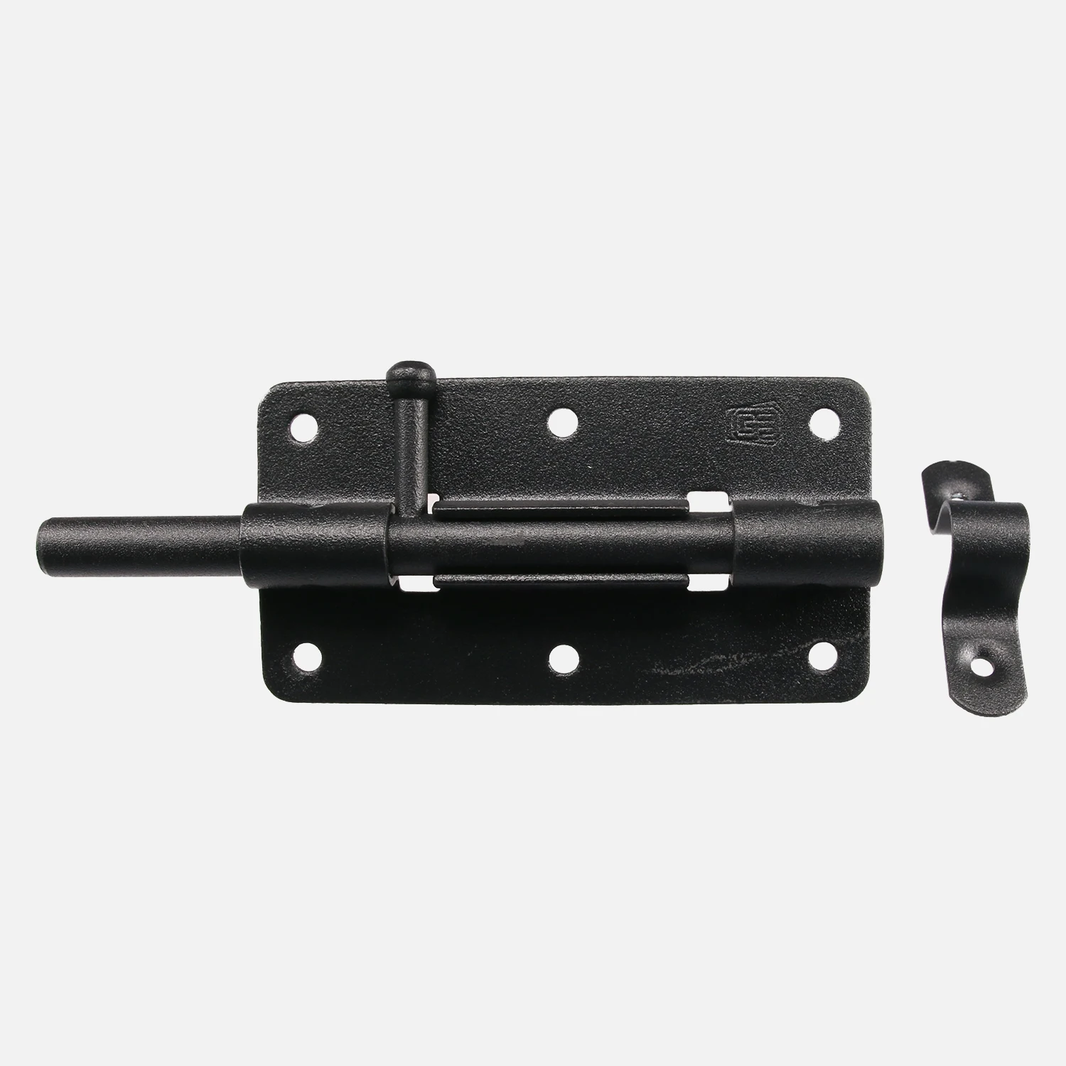 1 Plattenriegel/Schubriegel mit Platte in schwarz verzinkt 100×50 mm