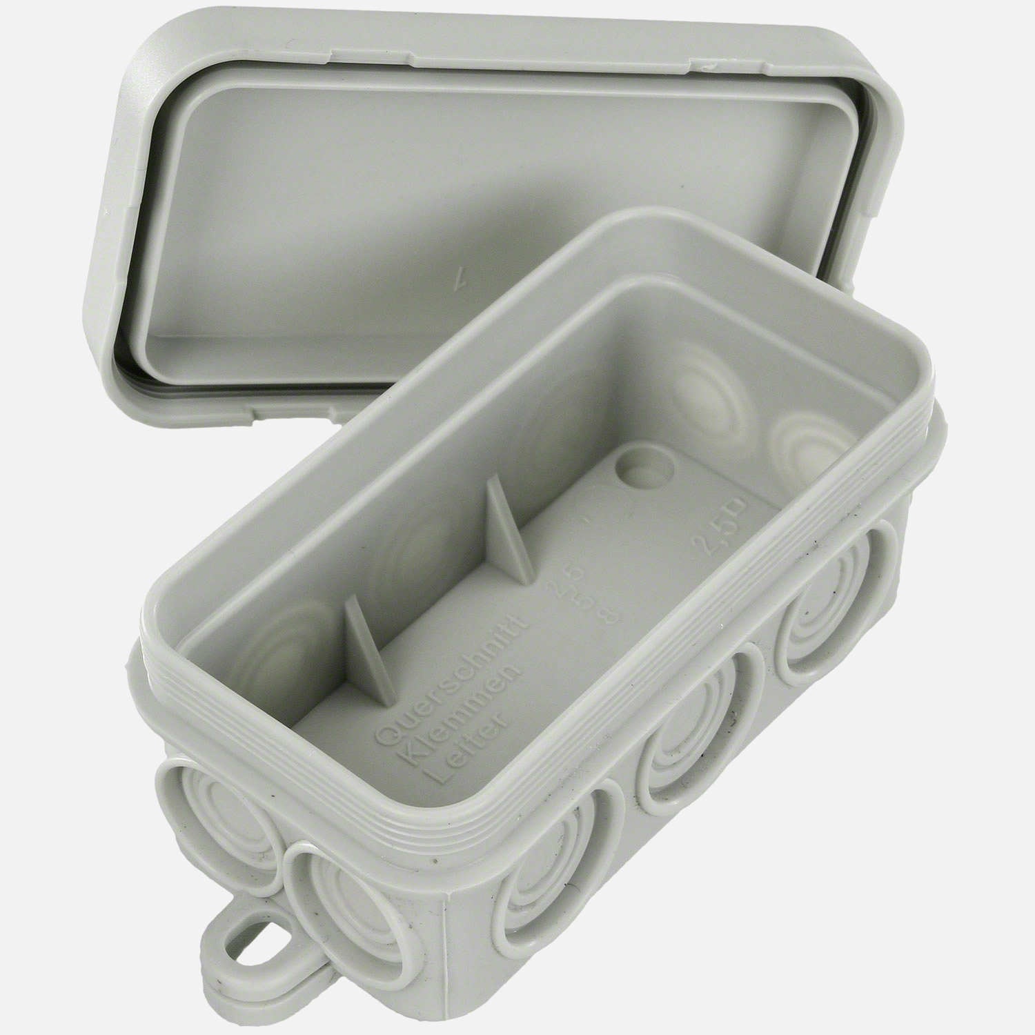 10 VDE-Aufputz Abzweigdosen, Verteilerdosen, PE, Feuchtraum, IP55, 80x43 mm