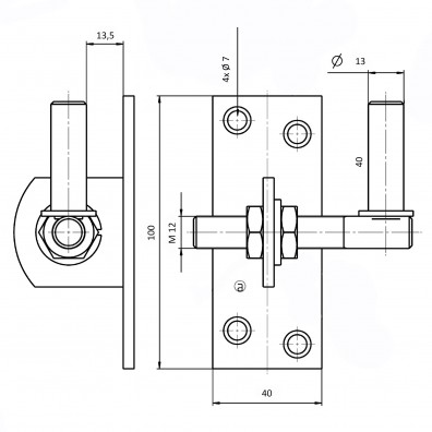 1 Alberts Kloben verstellbar um 20 mm Edelstahl Dorn 13 mm 100x40 mm