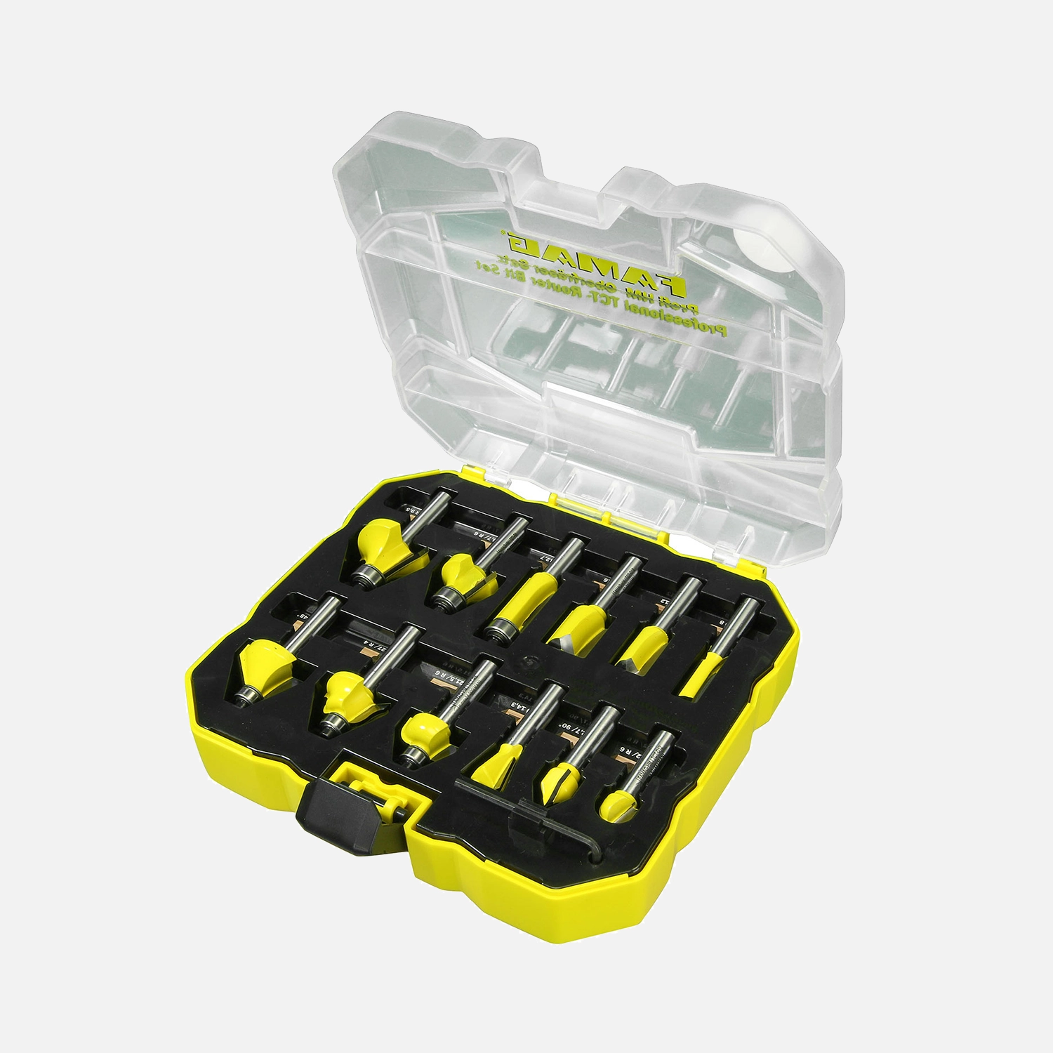 12 tlg Famag HM- Oberfräsersatz Prof-Linie, 8 mm Aufnahme in Kunststoffbox