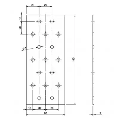10 Standard Lochbleche feuerverzinkt 60x140x2 mm