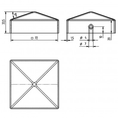 10 Alberts Pfostenkappen flach Stahl feuerverzinkt 71x71 mm