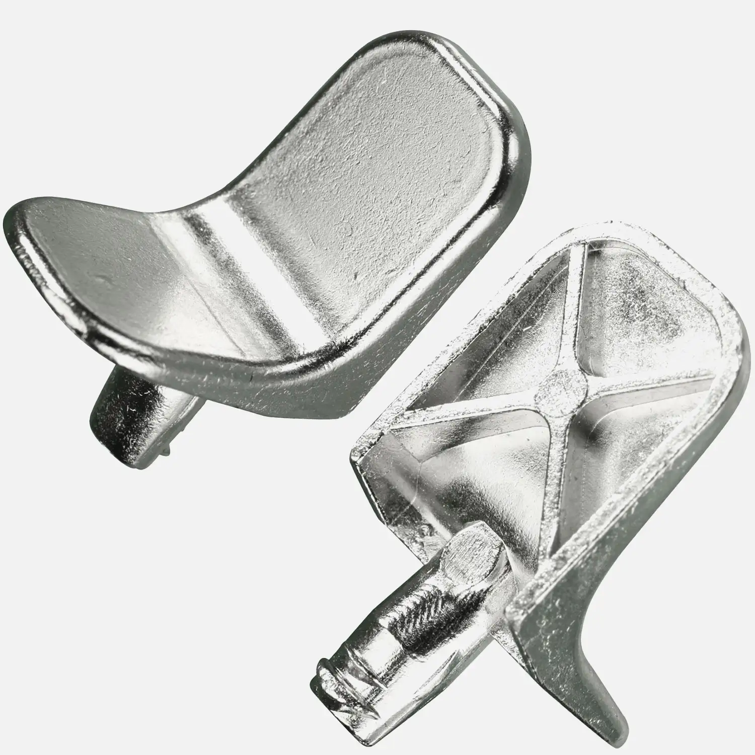 25 Bodenträger Zamak, 13,5x18 mm, mit Zapfen, vernickelt 