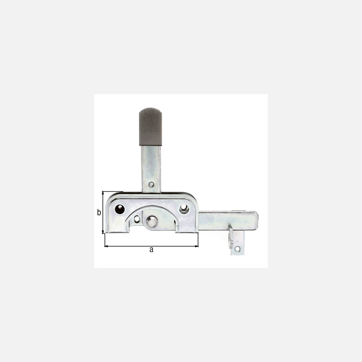 1 Gartentorfalle, dickschichtpassiviert, schmal, Klinkhaken - Grundplatte 120x50 mm